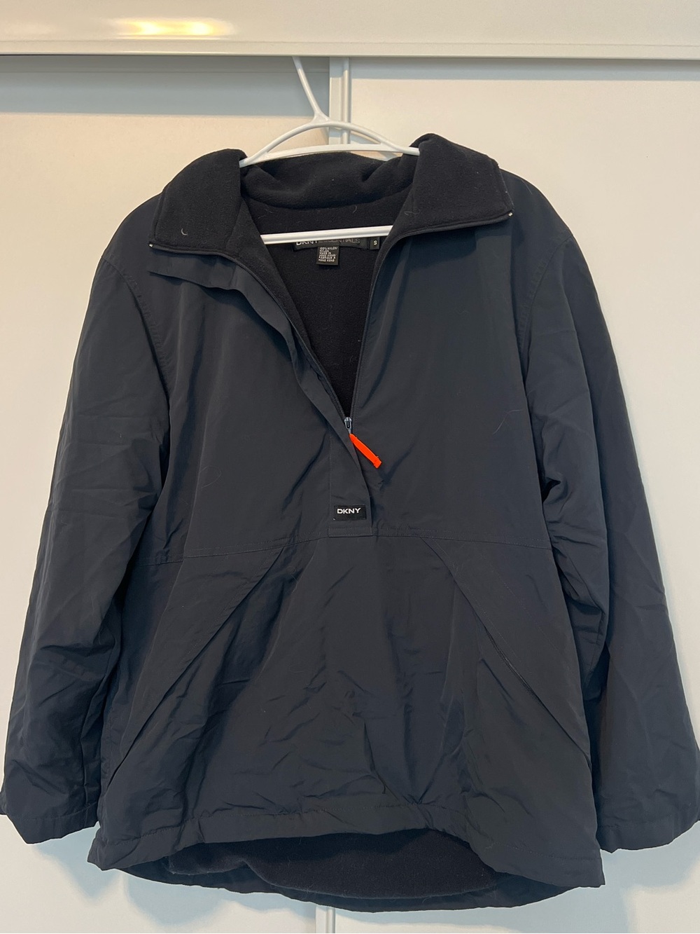 DKNY Essentials Black Pullover Jacket - Spring Raincoat Windbreaker